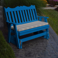 A&L Furniture Amish-Made Poly Royal English Glider Bench, Blue