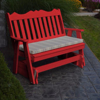 A&L Furniture Amish-Made Poly Royal English Glider Bench, Bright Red