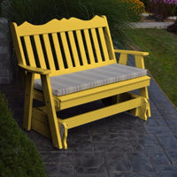 A&L Furniture Amish-Made Poly Royal English Glider Bench, Lemon Yellow