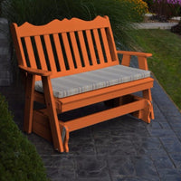 A&L Furniture Amish-Made Poly Royal English Glider Bench, Orange