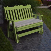 A&L Furniture Amish-Made Poly Royal English Glider Bench, Tropical Lime