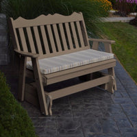 A&L Furniture Amish-Made Poly Royal English Glider Bench, Weathered Wood