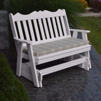 A&L Furniture Amish-Made Poly Royal English Glider Bench, White