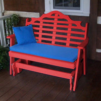 A&L Furniture Amish-Made Poly Marlboro Glider Bench, Bright Red