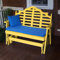 A&L Furniture Amish-Made Poly Marlboro Glider Bench, Lemon Yellow
