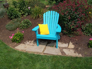 A&L Furniture Amish-Made Poly Fanback Adirondack Chair, Aruba Blue