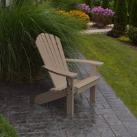 A&L Furniture Amish-Made Poly Fanback Adirondack Chair, Weathered Wood