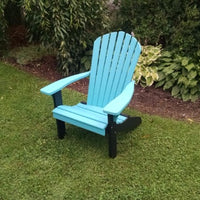 A&L Furniture Amish-Made Two-Tone Poly Adirondack Chair, Aruba Blue with Black Frame