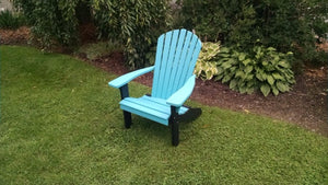 A&L Furniture Amish-Made Two-Tone Poly Adirondack Chair, Aruba Blue with Black Frame
