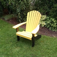 A&L Furniture Amish-Made Two-Tone Poly Adirondack Chair, Lemon Yellow with Black Frame