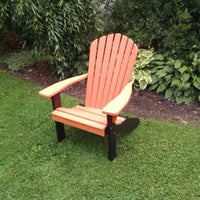 A&L Furniture Amish-Made Two-Tone Poly Adirondack Chair, Orange with Black Frame
