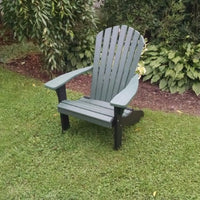 A&L Furniture Amish-Made Two-Tone Poly Adirondack Chair, Turf Green with Black Frame