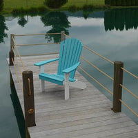 A&L Furniture Amish-Made Two-Tone Poly Adirondack Chair, Aruba Blue with White Frame