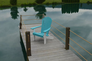 A&L Furniture Amish-Made Two-Tone Poly Adirondack Chair, Aruba Blue with White Frame