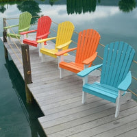 A&L Furniture Amish-Made Two-Tone Poly Adirondack Chairs with White Frame