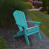 A&L Furniture Folding/Reclining Poly Adirondack Chairs with Integrated Cupholders, Aruba Blue