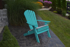 A&L Furniture Folding/Reclining Poly Adirondack Chairs with Integrated Cupholders, Aruba Blue