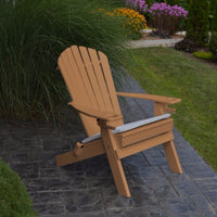 A&L Furniture Folding/Reclining Poly Adirondack Chair with Integrated Cupholders, Cedar