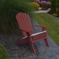 A&L Furniture Folding/Reclining Poly Adirondack Chair with Integrated Cupholders, Cherrywood