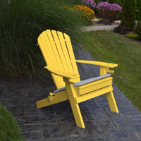 A&L Furniture Folding/Reclining Poly Adirondack Chair with Integrated Cupholders, Lemon Yellow