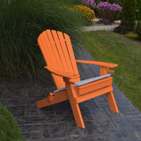 A&L Furniture Folding/Reclining Poly Adirondack Chair with Integrated Cupholders, Orange