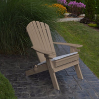 A&L Furniture Folding/Reclining Poly Adirondack Chair with Integrated Cupholders, Weathered Wood