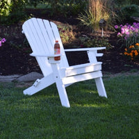 A&L Furniture Folding/Reclining Poly Adirondack Chair with Integrated Cupholders, White