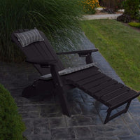 A&L Furniture Folding/Reclining Poly Adirondack Chair with Pullout Ottoman, Black