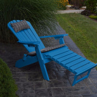 A&L Furniture Folding/Reclining Poly Adirondack Chair with Pullout Ottoman, Blue