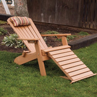 A&L Furniture Folding/Reclining Poly Adirondack Chair with Pullout Ottoman, Cedar