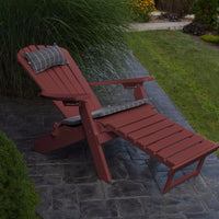 A&L Furniture Folding/Reclining Poly Adirondack Chair with Pullout Ottoman, Cherrywood
