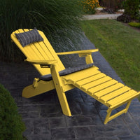 A&L Furniture Folding/Reclining Poly Adirondack Chair with Pullout Ottoman, Lemon Yellow