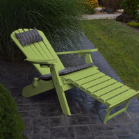 A&L Furniture Folding/Reclining Poly Adirondack Chair with Pullout Ottoman, Tropical Lime