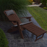 A&L Furniture Folding/Reclining Poly Adirondack Chair with Pullout Ottoman, Tudor Brown