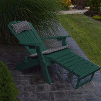 A&L Furniture Folding/Reclining Poly Adirondack Chair with Pullout Ottoman, Turf Green