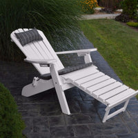 A&L Furniture Folding/Reclining Poly Adirondack Chair with Pullout Ottoman, White