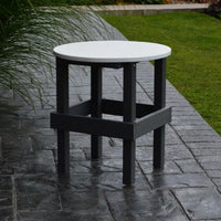 A&L Furniture Amish-Made Round Poly Side Table, Dark Gray with White Top