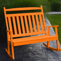 A&L Furniture Amish-Made Poly Double Classic Porch Rocker, Orange