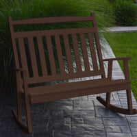 A&L Furniture Amish-Made Poly Double Classic Porch Rocker, Tudor Brown