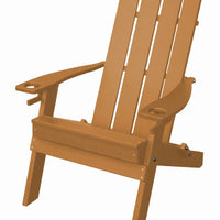 A&L Furniture Co. Folding Poly Hampton Adirondack Chair with Integrated Cupholders, Cedar