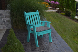 A&L Furniture Amish-Made Poly Traditional English Chair, Aruba Blue