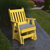 A&L Furniture Amish-Made Poly Traditional English Glider Chair, Lemon Yellow