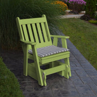 A&L Furniture Amish-Made Poly Traditional English Glider Chair, Tropical Lime