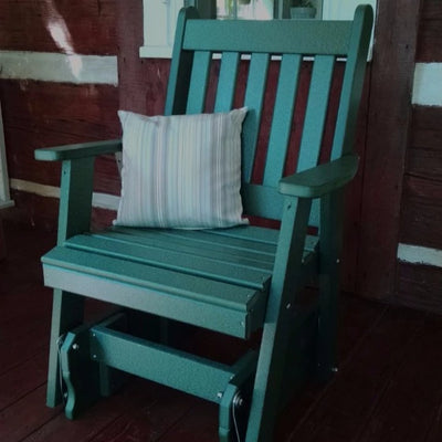 A&L Furniture Amish-Made Poly Traditional English Glider Chair, Turf Green