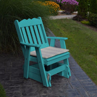 A&L Furniture Amish-Made Poly Royal English Glider Chair, Aruba Blue