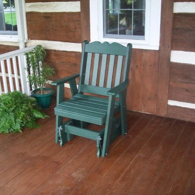 A&L Furniture Amish-Made Poly Royal English Glider Chair, Turf Green