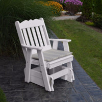 A&L Furniture Amish-Made Poly Royal English Glider Chair, White