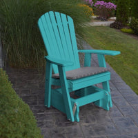 A&L Furniture Amish-Made Poly Adirondack Glider Chair, Aruba Blue