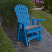 A&L Furniture Amish-Made Poly Adirondack Glider Chair, Blue