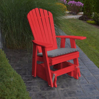 A&L Furniture Amish-Made Poly Adirondack Glider Chair, Bright Red